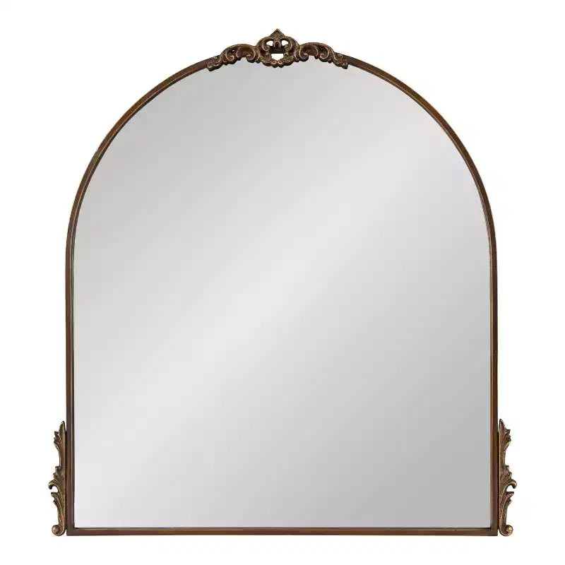 32"x30" Arched Decorative Framed Wall Mirror — Antique Bronze