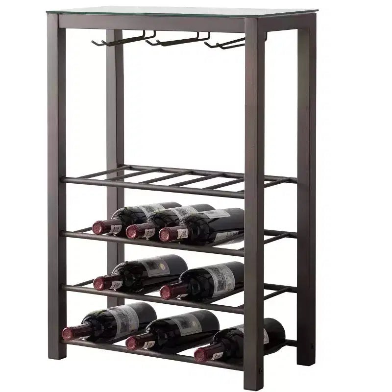 Tablette de rangement à vin autoportante, peut contenir 20 bouteilles avec porte-verres, étain