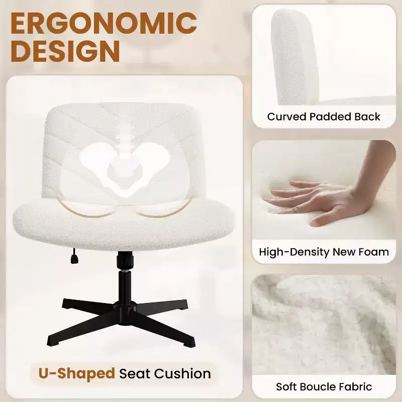 Chaise de bureau pivotante Boucle pour la maison, blanche