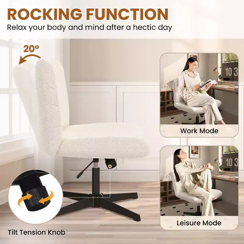 Chaise de bureau pivotante Boucle pour la maison, blanche