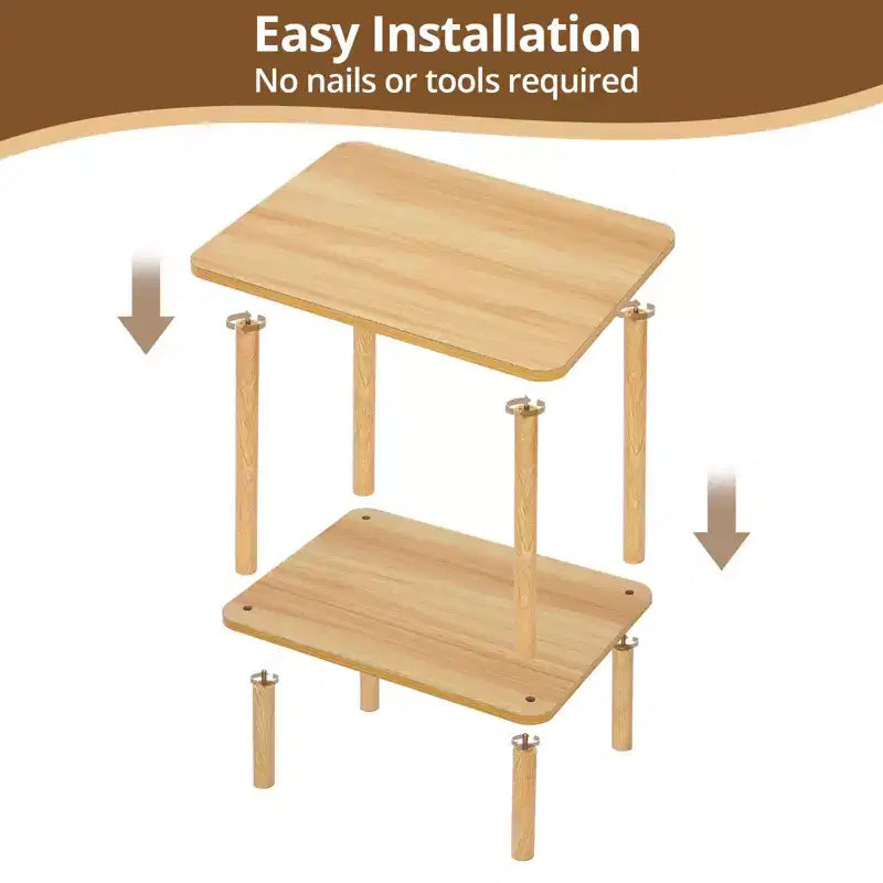 Table d'appoint bohème à 2 niveaux avec étagère de rangement, parfaite pour les petits espaces