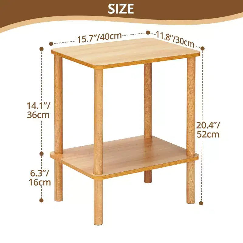 Table d'appoint bohème à 2 niveaux avec étagère de rangement, parfaite pour les petits espaces