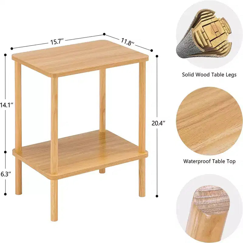 Table d'appoint bohème à 2 niveaux avec étagère de rangement, parfaite pour les petits espaces