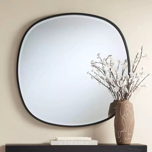 Miroir Mural Rectangulaire à Cadre Noir de 86 cm, Miroir Décoratif pour Salon et Chambre à Coucher