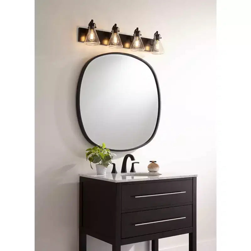 Miroir Mural Rectangulaire à Cadre Noir de 86 cm, Miroir Décoratif pour Salon et Chambre à Coucher