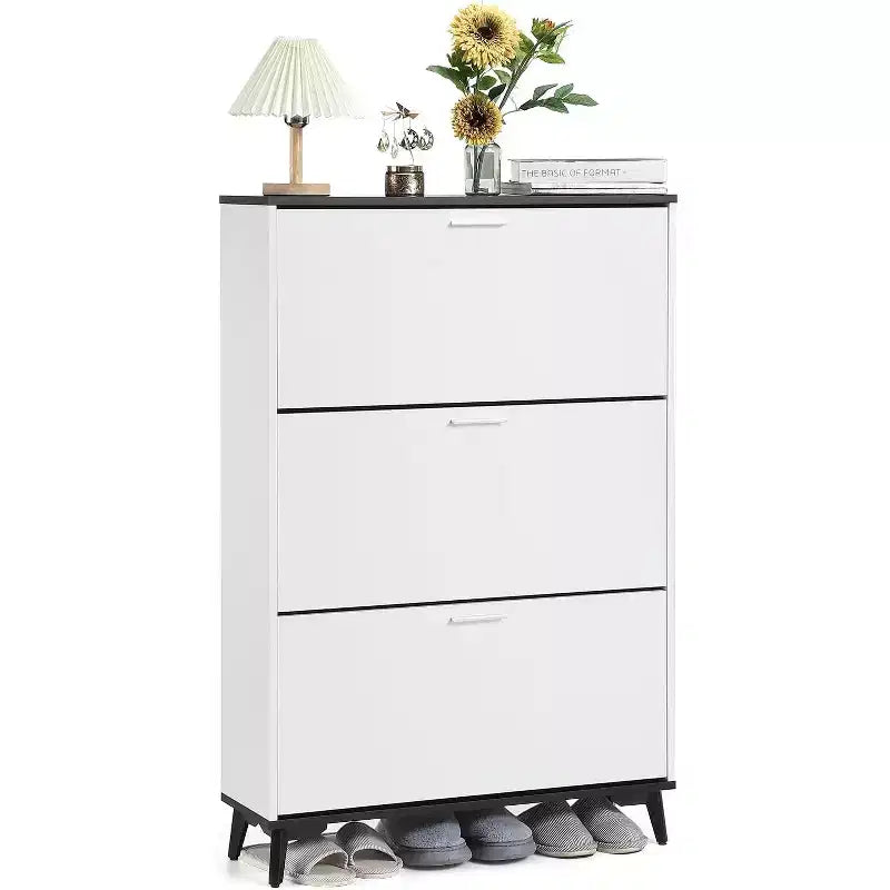 Shoe Cabinet, Shoe Storage Cabinet with 3 Flip Drawers, 47 Freestanding Shoes Organizer with Legs