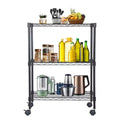 BestMassage 3-Tier Wire Shelving Unit Pantry Storage Cabinet with NSF Certified & Wheels Space Saving Design Adjustable Feet