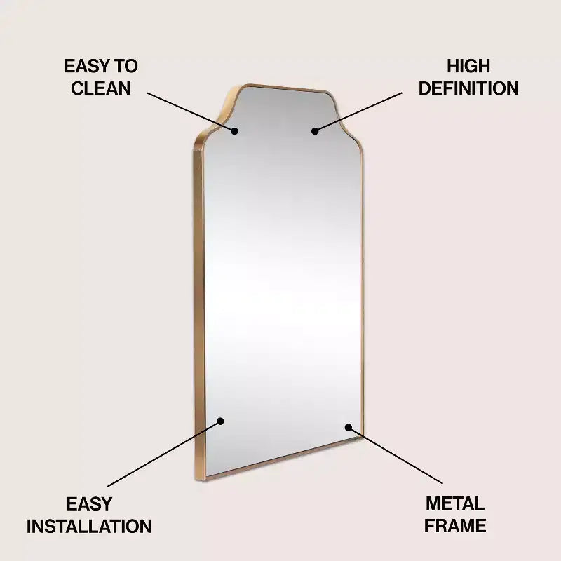 36"x24" Scalloped-Top Metal Framed Wall Mounted Mirror