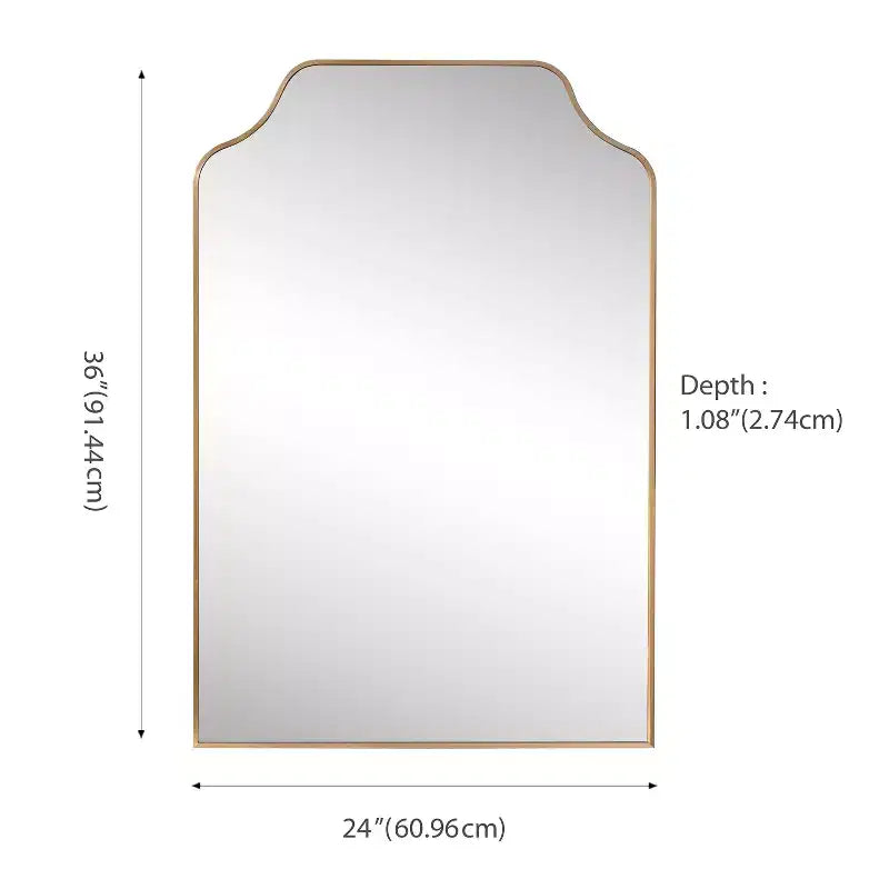 36"x24" Scalloped-Top Metal Framed Wall Mounted Mirror