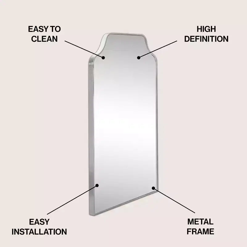 36"x24" Scalloped-Top Metal Framed Wall Mounted Mirror