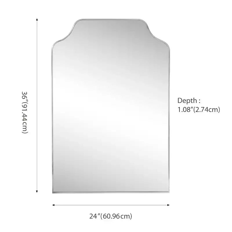 36"x24" Scalloped-Top Metal Framed Wall Mounted Mirror