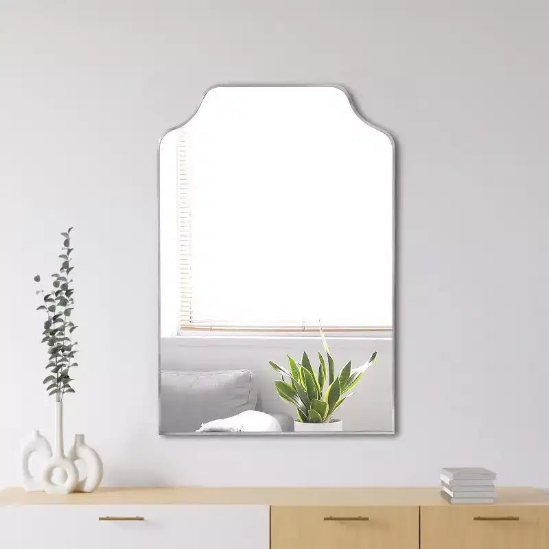 36"x24" Scalloped-Top Metal Framed Wall Mounted Mirror