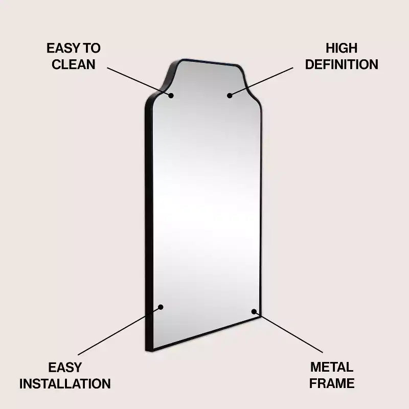 36"x24" Scalloped-Top Metal Framed Wall Mounted Mirror