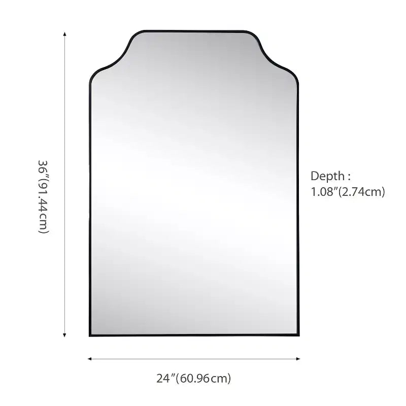 36"x24" Scalloped-Top Metal Framed Wall Mounted Mirror
