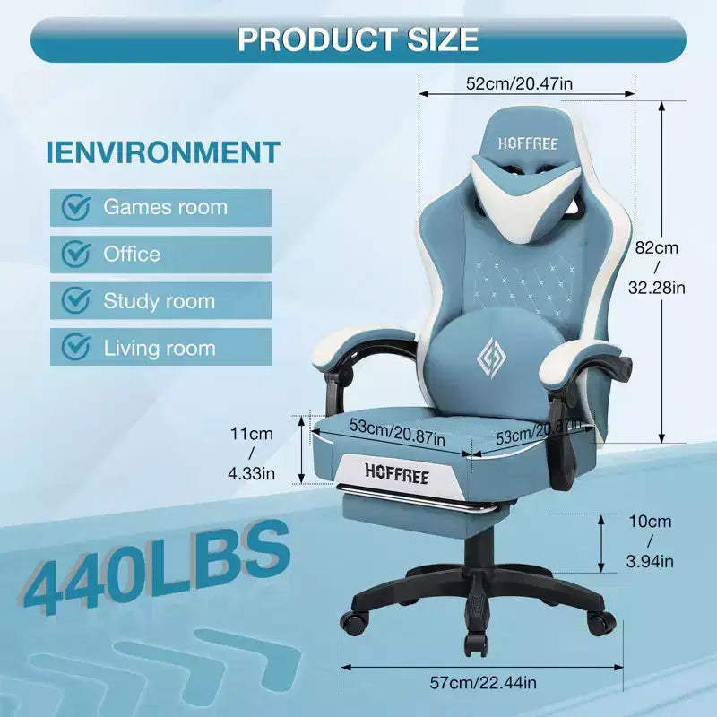 Leather Massage Gaming Chair with Bluetooth Speaker, Footrest & Ergonomic Support