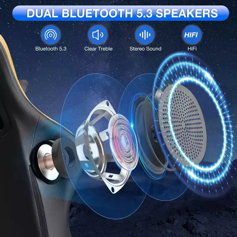 Leather Massage Gaming Chair with Bluetooth Speaker, Footrest & Ergonomic Support