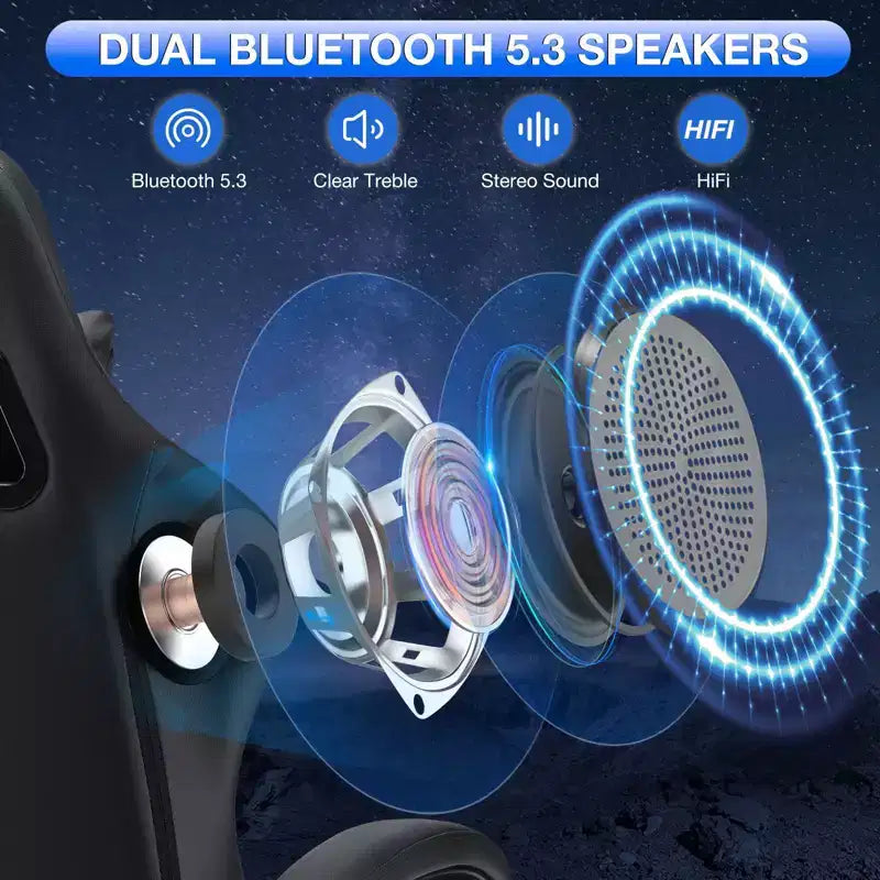 Leather Massage Gaming Chair with Bluetooth Speaker, Footrest & Ergonomic Support