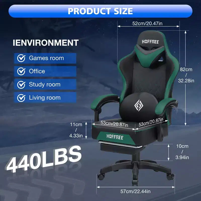 Leather Massage Gaming Chair with Bluetooth Speaker, Footrest & Ergonomic Support