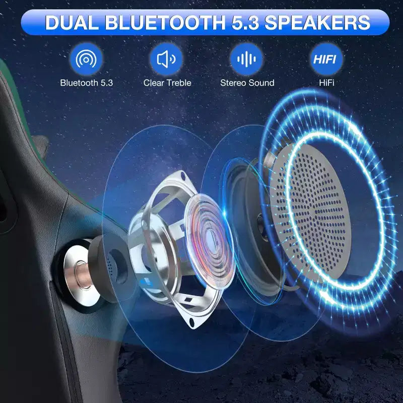 Leather Massage Gaming Chair with Bluetooth Speaker, Footrest & Ergonomic Support