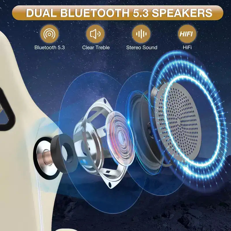 Leather Massage Gaming Chair with Bluetooth Speaker, Footrest & Ergonomic Support