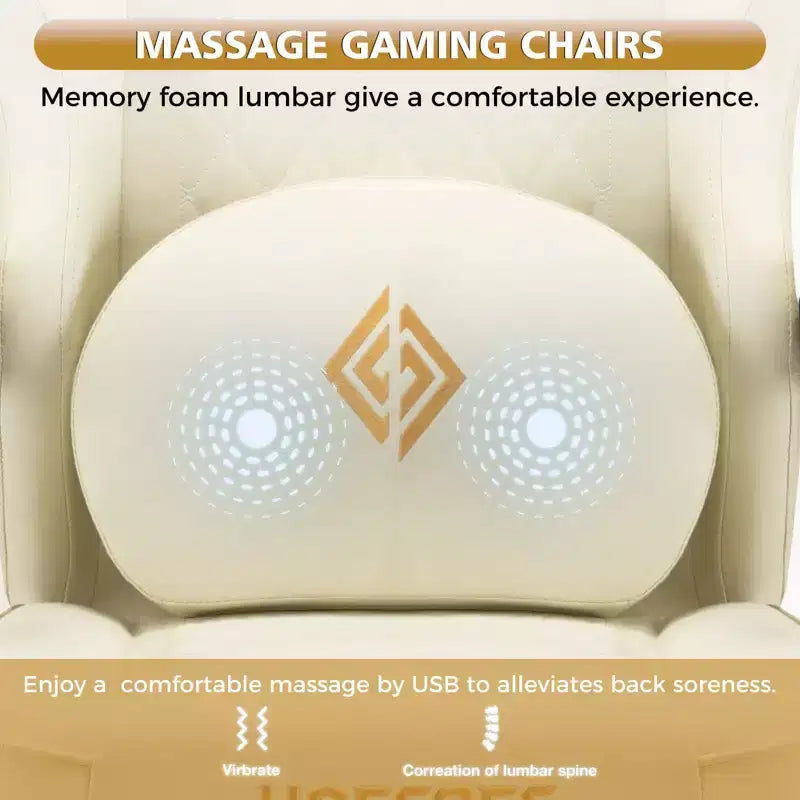 Leather Massage Gaming Chair with Bluetooth Speaker, Footrest & Ergonomic Support