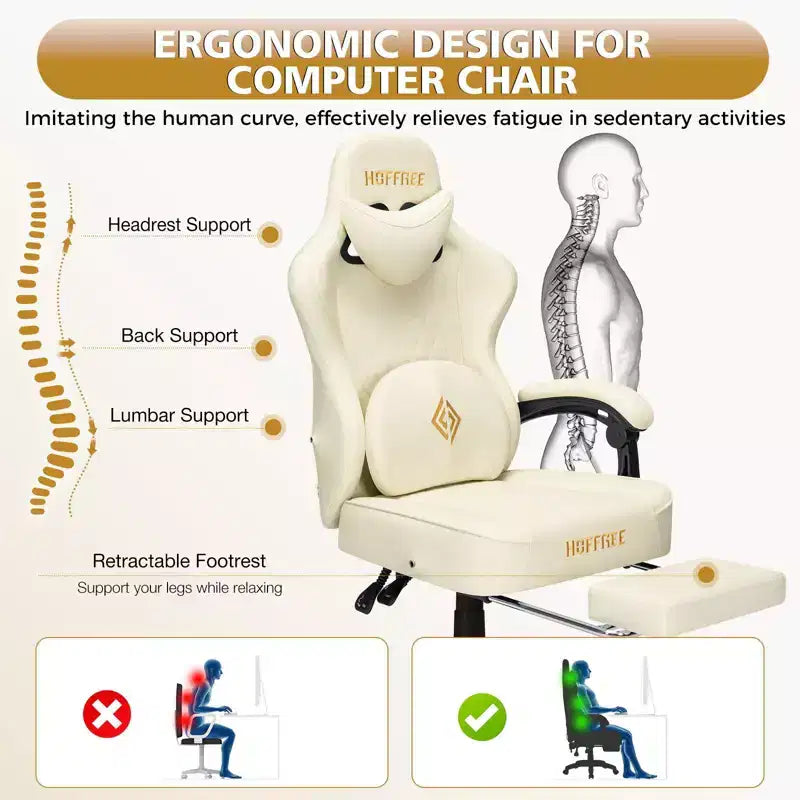 Leather Massage Gaming Chair with Bluetooth Speaker, Footrest & Ergonomic Support