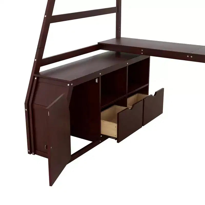 Twin Size Loft Bed with 7 Drawers, 2 Shelves & Desk — 94.7"L Solid Pine Wood