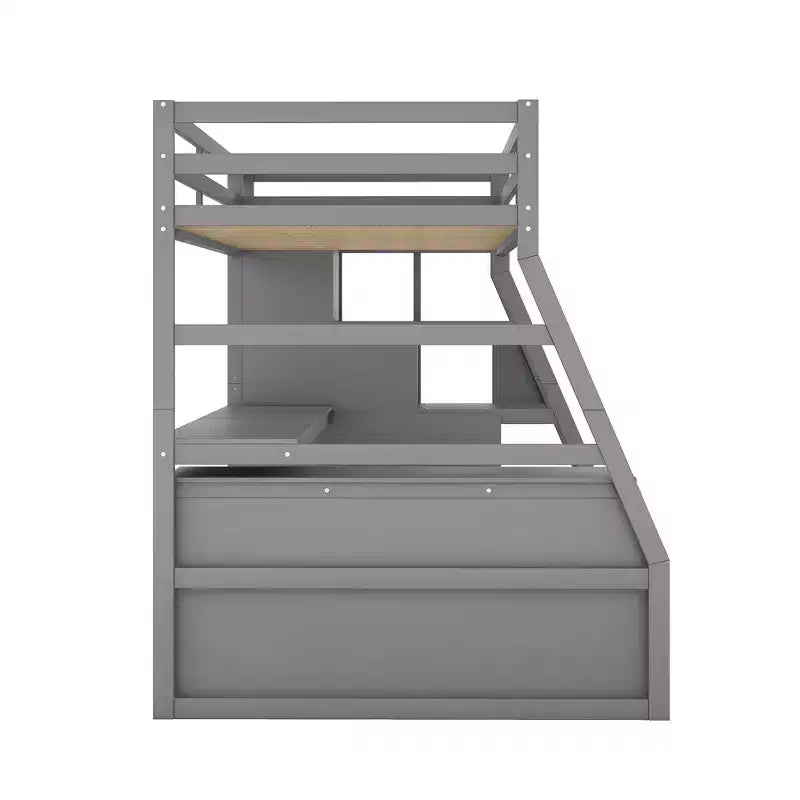 Twin Size Loft Bed with 7 Drawers, 2 Shelves & Desk — 94.7"L Solid Pine Wood
