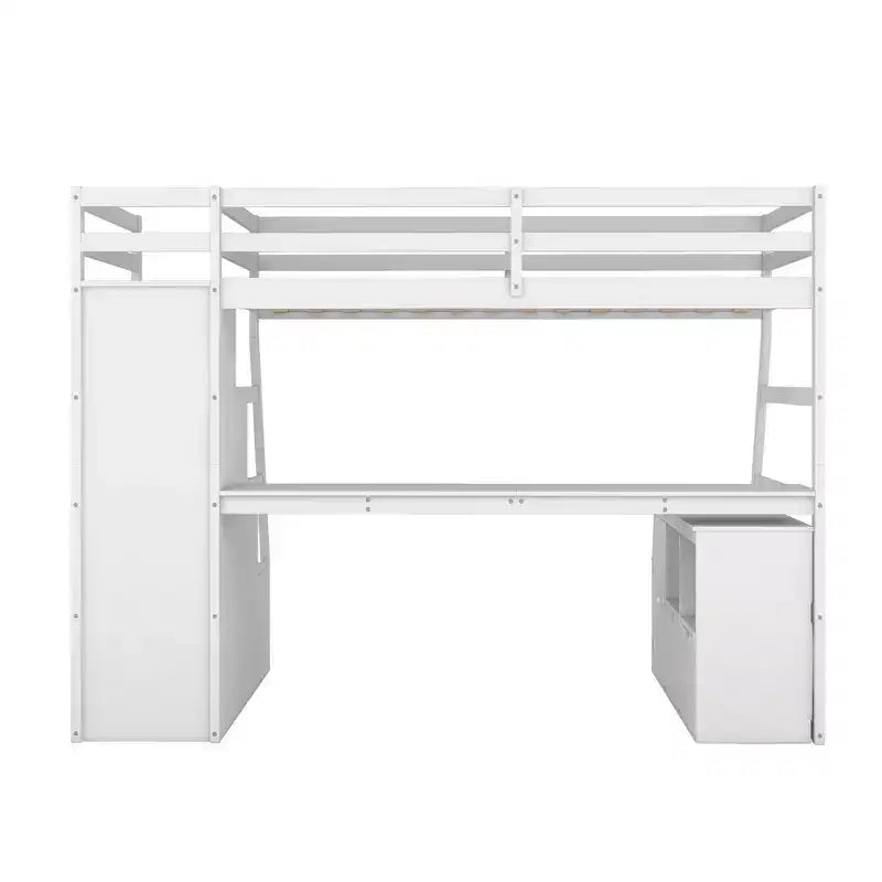 Twin Size Loft Bed with 7 Drawers, 2 Shelves & Desk — 94.7"L Solid Pine Wood