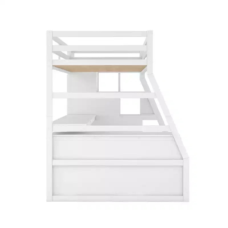 Twin Size Loft Bed with 7 Drawers, 2 Shelves & Desk — 94.7"L Solid Pine Wood