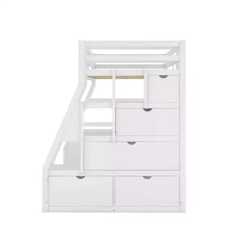 Twin Size Loft Bed with 7 Drawers, 2 Shelves & Desk — 94.7"L Solid Pine Wood