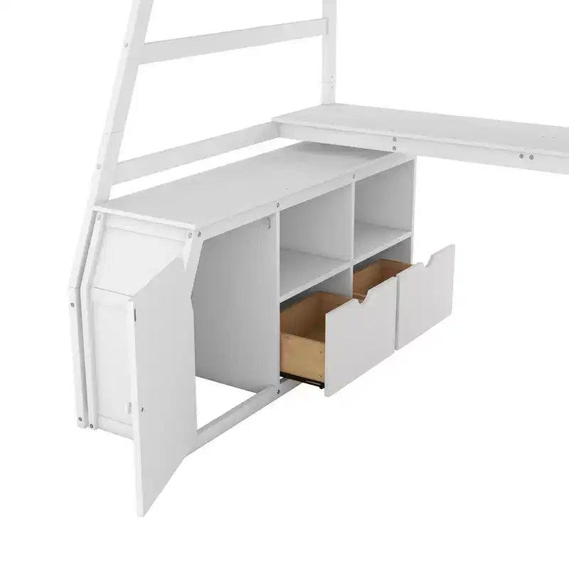 Twin Size Loft Bed with 7 Drawers, 2 Shelves & Desk — 94.7"L Solid Pine Wood