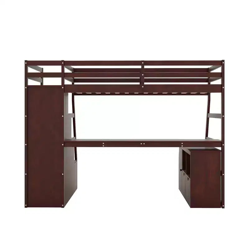 Twin Size Loft Bed with 7 Drawers, 2 Shelves & Desk — 94.7"L Solid Pine Wood