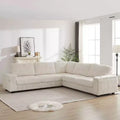 110" Oversized Corduroy L-Shaped Corner Sofa with Two Storage Spaces