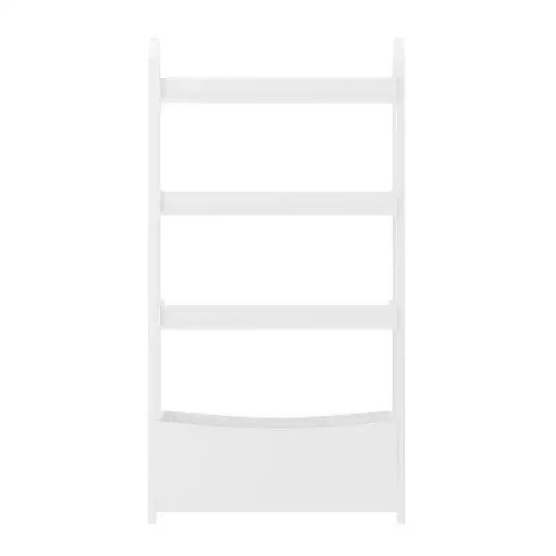 Kids Open-Style Wood Bookshelf with 3 Shelves and Bottom Storage Bin — White