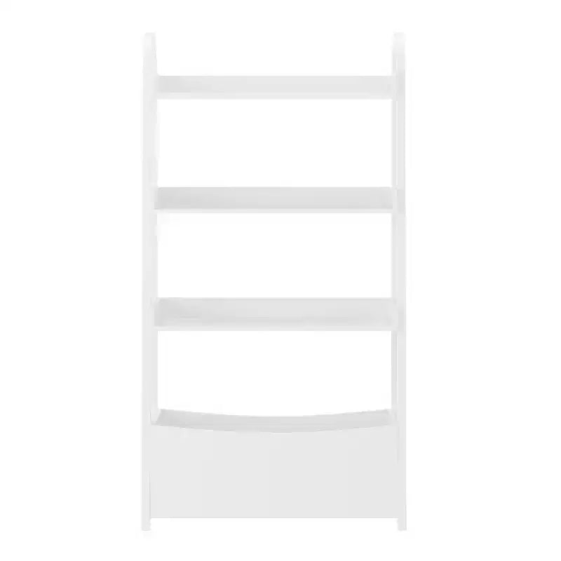 Kids Open-Style Wood Bookshelf with 3 Shelves and Bottom Storage Bin — White