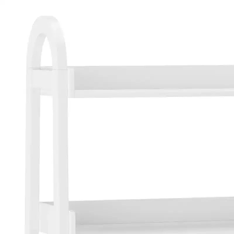 Kids Open-Style Wood Bookshelf with 3 Shelves and Bottom Storage Bin — White