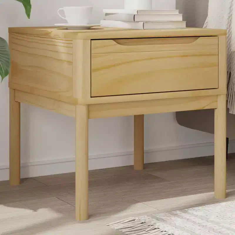 Solid Wood Pine Lamp Table — Nightstand & Storage Desk for Living Room or Bedroom