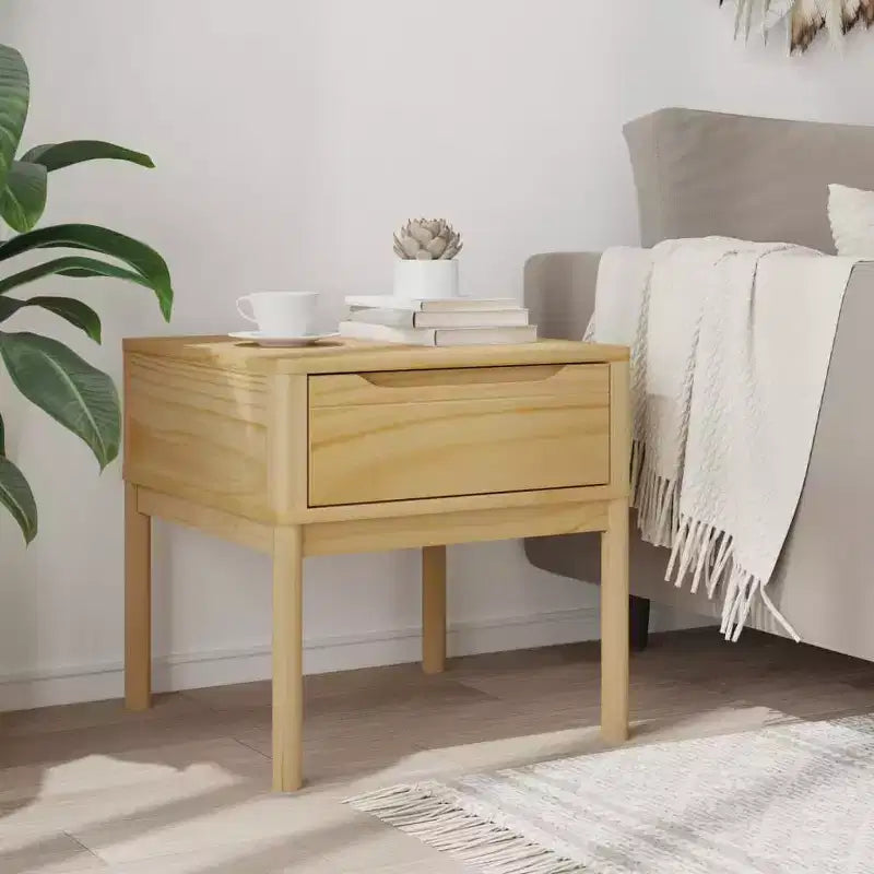 Solid Wood Pine Lamp Table — Nightstand & Storage Desk for Living Room or Bedroom