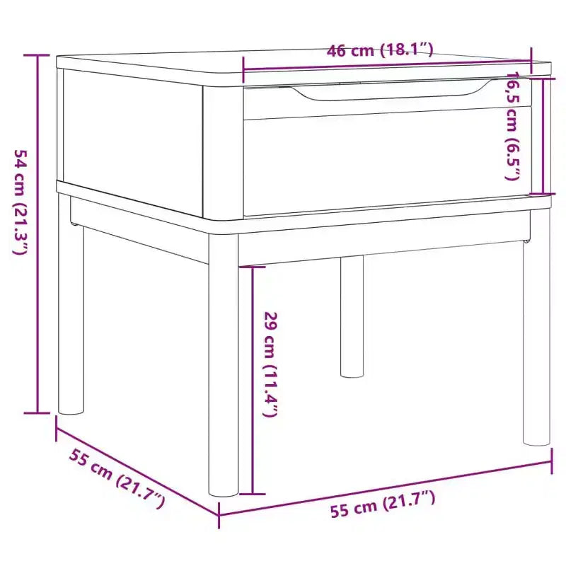 Solid Wood Pine Lamp Table — Nightstand & Storage Desk for Living Room or Bedroom