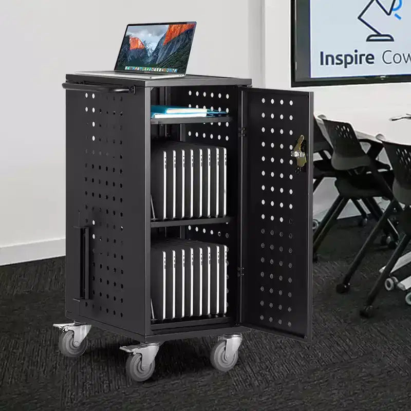 20-Device Mobile Laptop Charging Cart — Up to 15.6" Screens, Office & Classroom