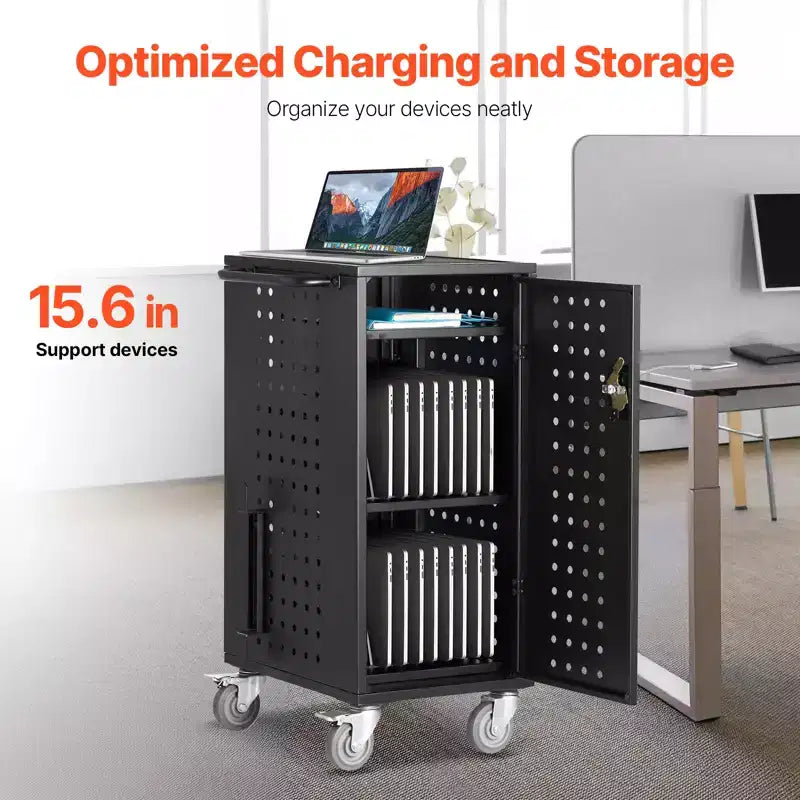 20-Device Mobile Laptop Charging Cart — Up to 15.6" Screens, Office & Classroom