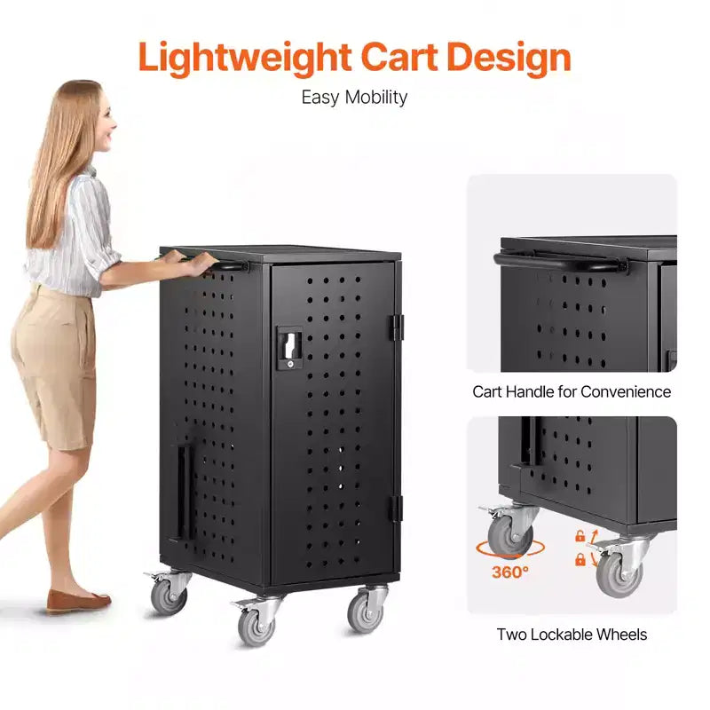 20-Device Mobile Laptop Charging Cart — Up to 15.6" Screens, Office & Classroom