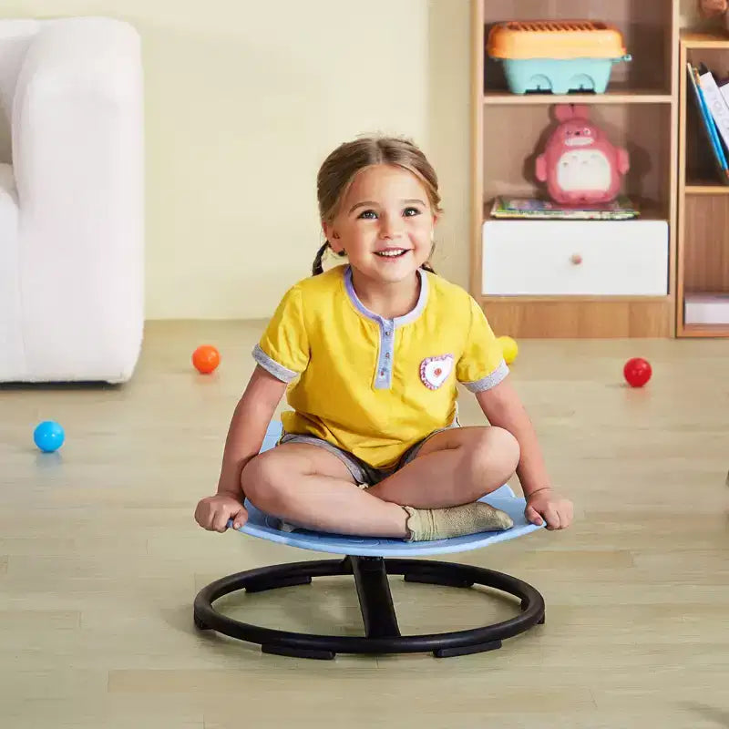 Elephant Kids 360° Spinning Sensory Swivel Chair — 220 lbs, Non-Slip Metal Base, Blue