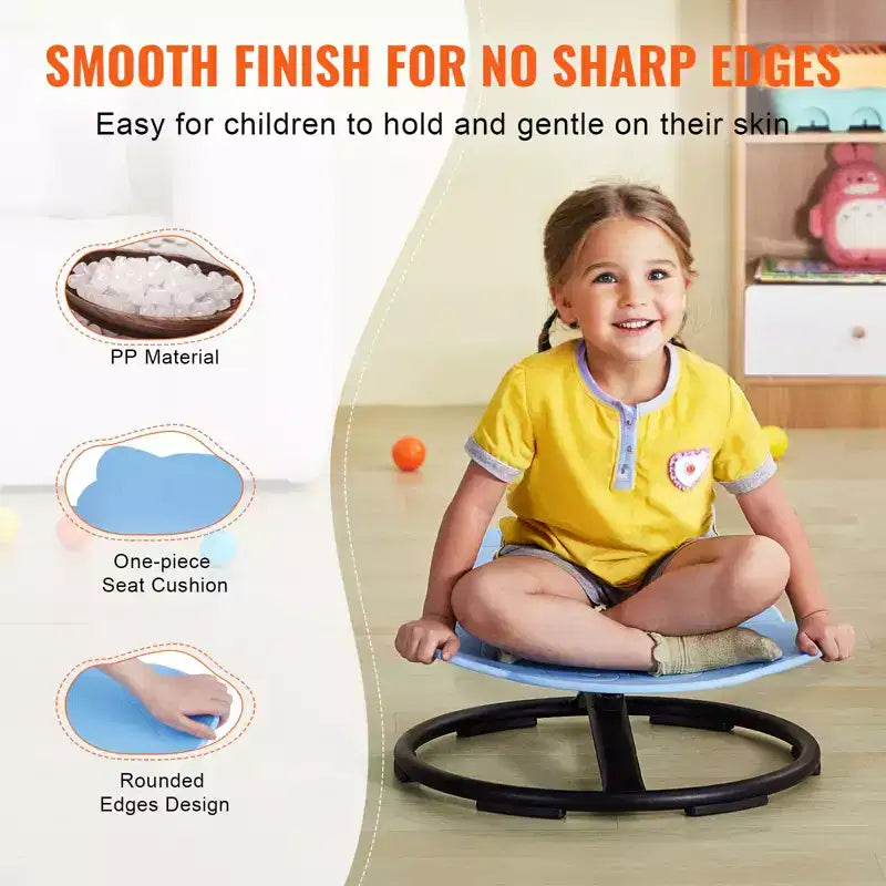 Elephant Kids 360° Spinning Sensory Swivel Chair — 220 lbs, Non-Slip Metal Base, Blue