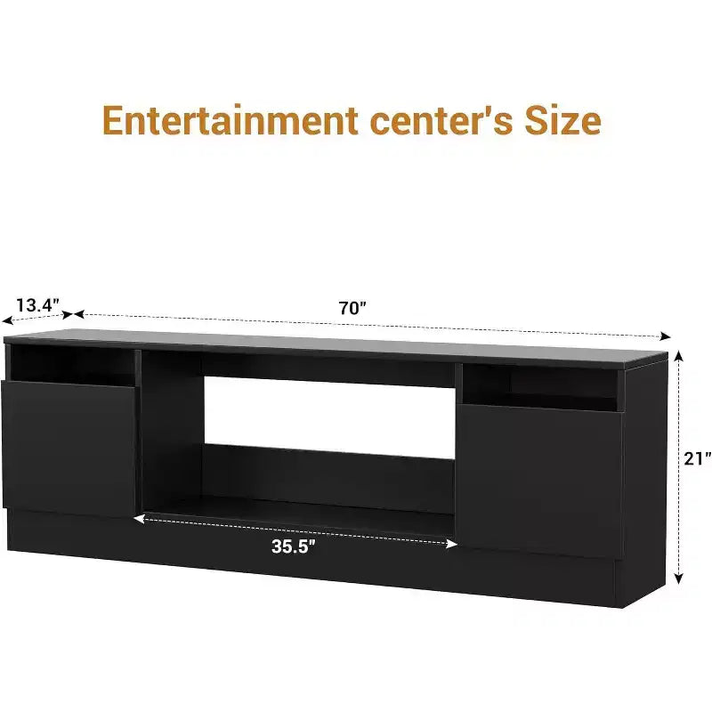 70" Modern White TV Stand for TVs up to 75" — Entertainment Center with Fireplace Insert Space