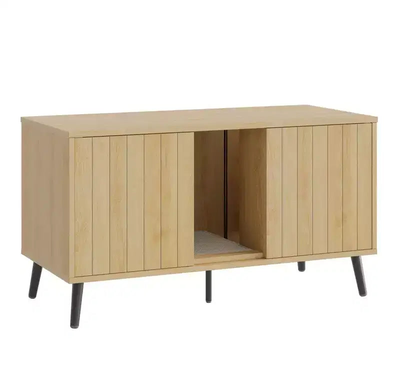 47" Hidden Cat Litter Box Enclosure Cabinet — 3-in-1 Cat House & TV Stand for 55" TVs