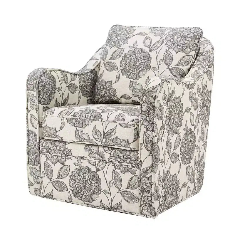360° Accent Swivel Chair with Loose Back Cushion — Upholstered Armchair for Living Room & Office