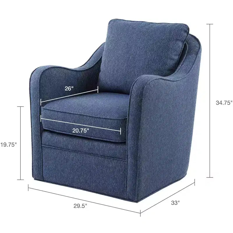360° Accent Swivel Chair with Loose Back Cushion — Upholstered Armchair for Living Room & Office