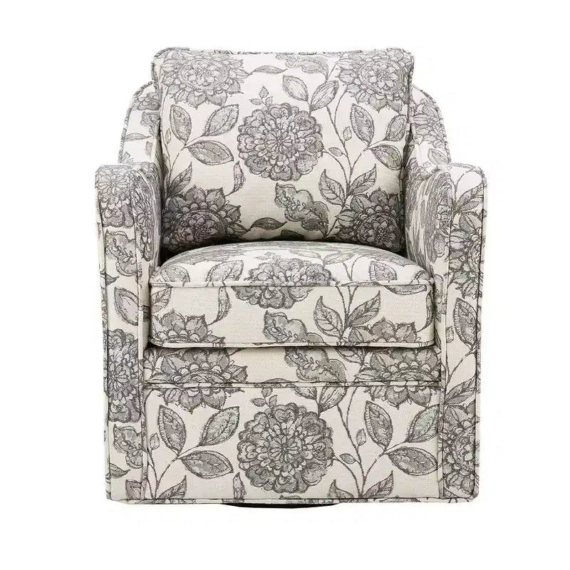 360° Accent Swivel Chair with Loose Back Cushion — Upholstered Armchair for Living Room & Office